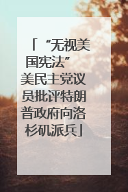 “无视美国宪法” 美民主党议员批评特朗普政府向洛杉矶派兵