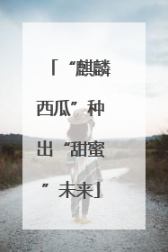 “麒麟西瓜”种出“甜蜜”未来
