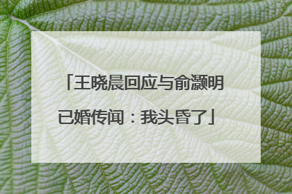 王晓晨回应与俞灏明已婚传闻：我头昏了