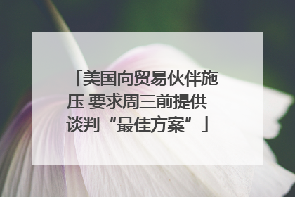 美国向贸易伙伴施压 要求周三前提供谈判“最佳方案”