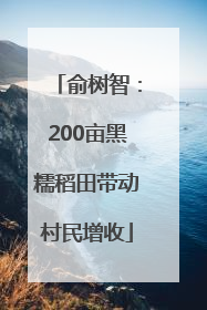 俞树智：200亩黑糯稻田带动村民增收
