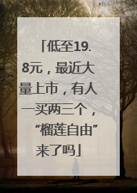 低至19.8元，最近大量上市，有人一买两三个，“榴莲自由”来了吗
