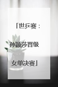 世乒赛：孙颖莎晋级女单决赛