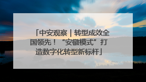 中安观察｜转型成效全国领先！“安徽模式”打造数字化转型新标杆