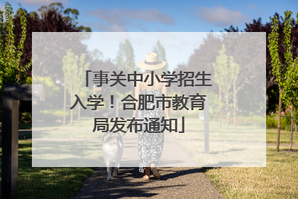 事关中小学招生入学！合肥市教育局发布通知