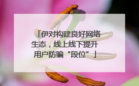 伊对构建良好网络生态，线上线下提升用户防骗“段位”