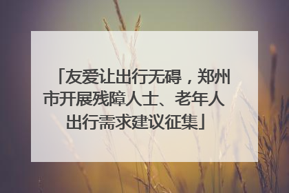 友爱让出行无碍，郑州市开展残障人士、老年人出行需求建议征集