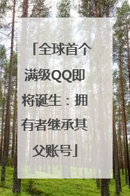 全球首个满级QQ即将诞生：拥有者继承其父账号