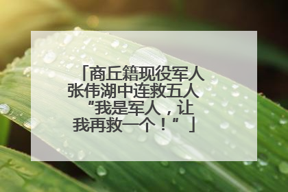 商丘籍现役军人张伟湖中连救五人 “我是军人，让我再救一个！”