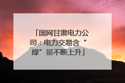 国网甘肃电力公司：电力交易含“绿”量不断上升