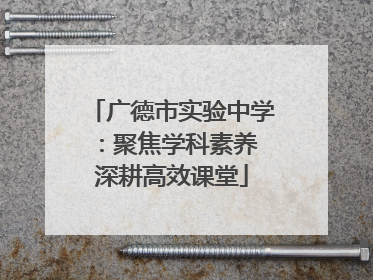 广德市实验中学：聚焦学科素养 深耕高效课堂