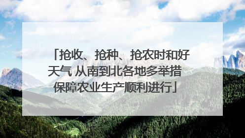 抢收、抢种、抢农时和好天气 从南到北各地多举措保障农业生产顺利进行