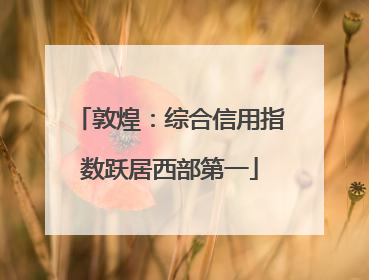 敦煌：综合信用指数跃居西部第一