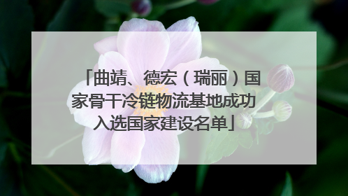 曲靖、德宏（瑞丽）国家骨干冷链物流基地成功入选国家建设名单