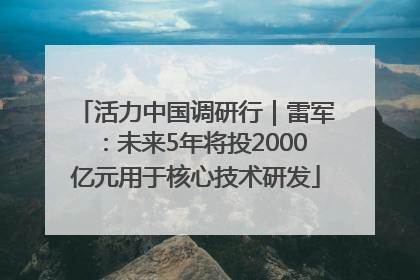 活力中国调研行｜雷军：未来5年将投2000亿元用于核心技术研发