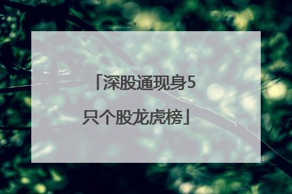 深股通现身5只个股龙虎榜