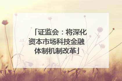 证监会：将深化资本市场科技金融体制机制改革
