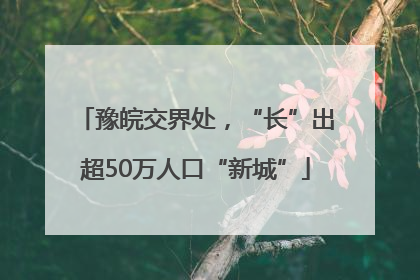 豫皖交界处，“长”出超50万人口“新城”