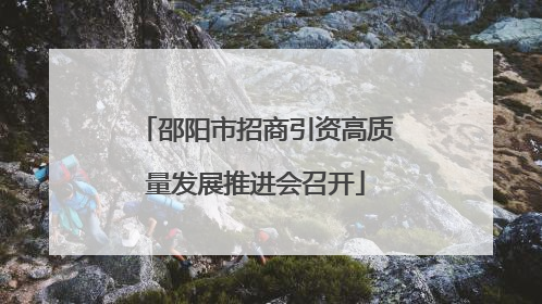 邵阳市招商引资高质量发展推进会召开