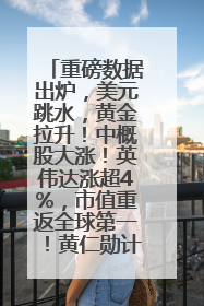 重磅数据出炉，美元跳水，黄金拉升！中概股大涨！英伟达涨超4%，市值重返全球第一！黄仁勋计划出售至多600万股股票