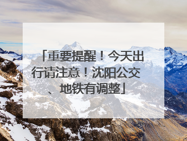 重要提醒！今天出行请注意！沈阳公交、地铁有调整